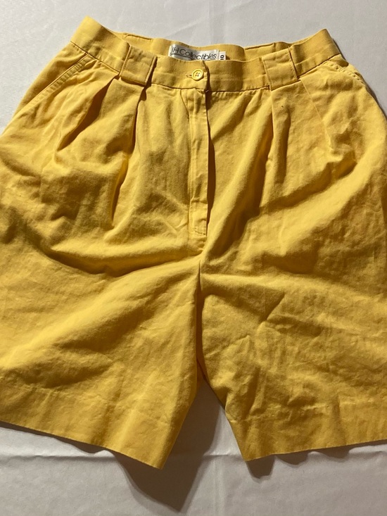 JH Collectibles Pants - JH Collectibles Bright Yellow Pleated High-Rise Shorts